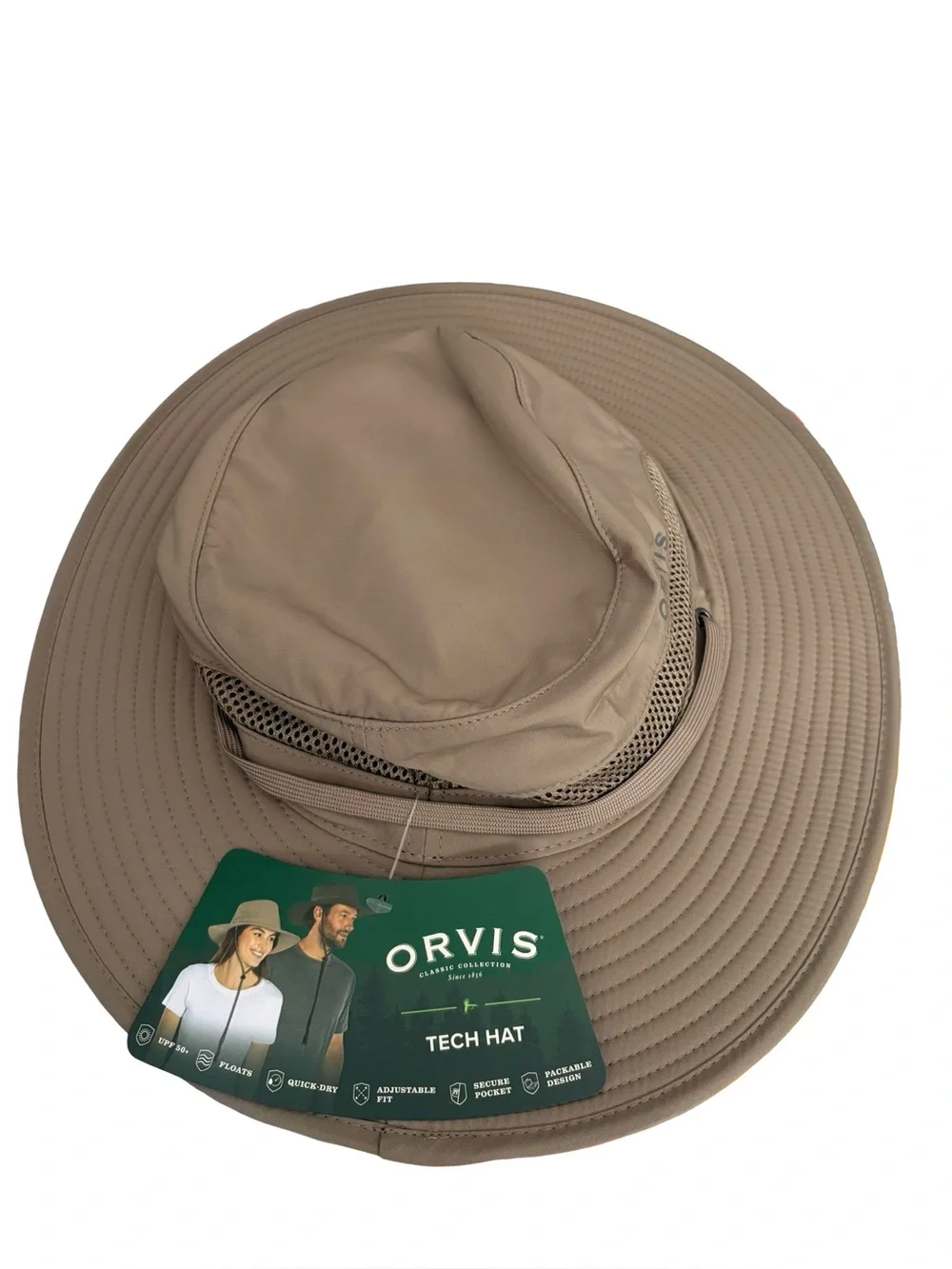 Orvis Men's Tech Hat in Khaki/Tan - Breathable Sun Hat
